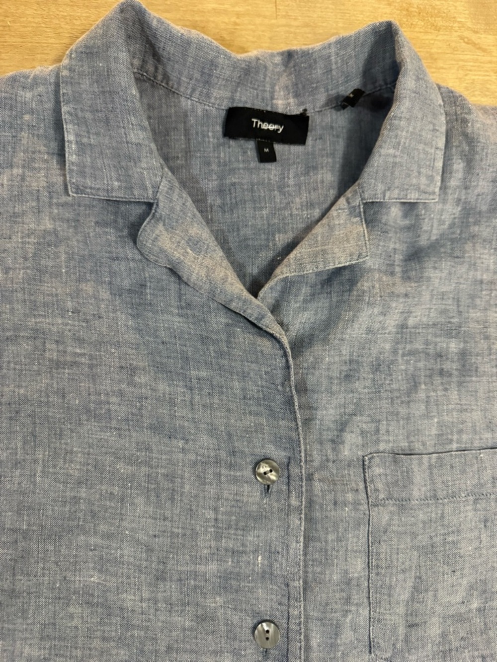 Theory Light Blue Linen Button-Down Shirt - Picture 3 of 9